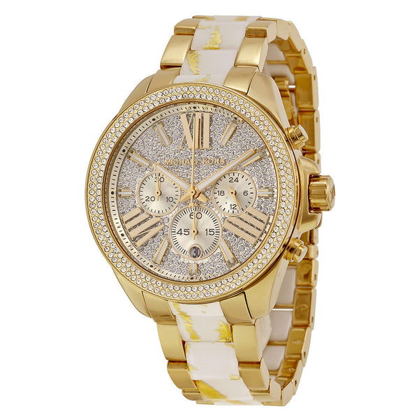 Michael Kors Wren Diamonds Gold Dial Two Tone Steel Strap Watch for Women - MK6157