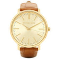 Michael Kors Jaryn Quartz Gold Dial Brown Leather Strap Watch For Women - MK2496
