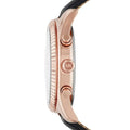 Michael Kors Lexington Chronograph Rose Gold Dial Black Leather Strap Watch For Men - MK8516