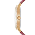 Michael Kors Tibby Multifunction Silver Dial Red Leather Strap Watch For Women - MK2975