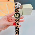 Michael Kors Parker Black Dial Cheetah Print Brown Leather Strap Watch For Women - MK4723