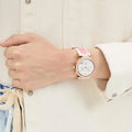 Michael Kors Parker Chronograph White Dial Two Tone Leather Strap Watch For Women - MK6951