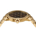 Michael Kors Layton Chronograph Brown Dial Gold Steel Strap Watch For Women - MK7296