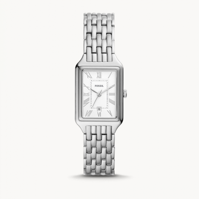 Fossil Raquel Three Hand Date White Dial Silver Steel Strap Watch for Women - ES5221