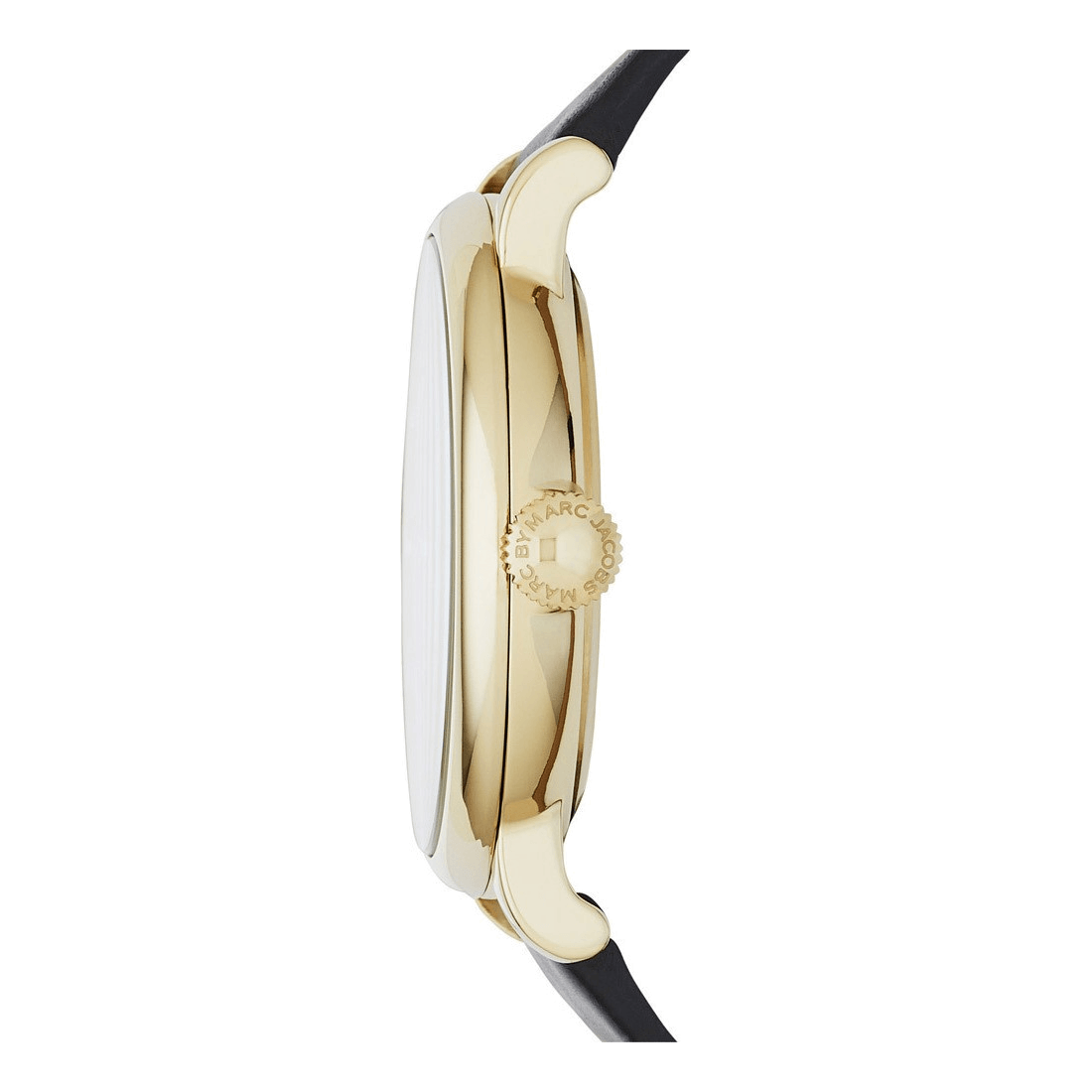 Marc Jacobs Baker Gold Dial Black Leather Strap Watch for Women - MBM1399