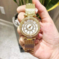 Guess Muse Crystals White Dial Rose Gold Steel Strap Watch For Women - W1008L2