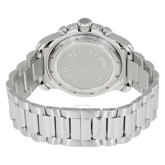 Movado Series 800 Chronograph Black Dial Silver Steel Strap Watch For Men - 2600142