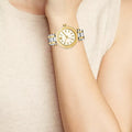 Tory Burch Classic T White Dial Two Tone Steel Strap Watch for Women - TBW9014
