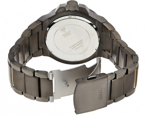 Guess Rigor Multifunction Black Dial Black Steel Strap Watch For Men - W0218G1