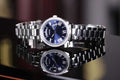 Guess Luna Diamonds Blue Dial Silver Steel Strap Watch for Women - GW0307L1