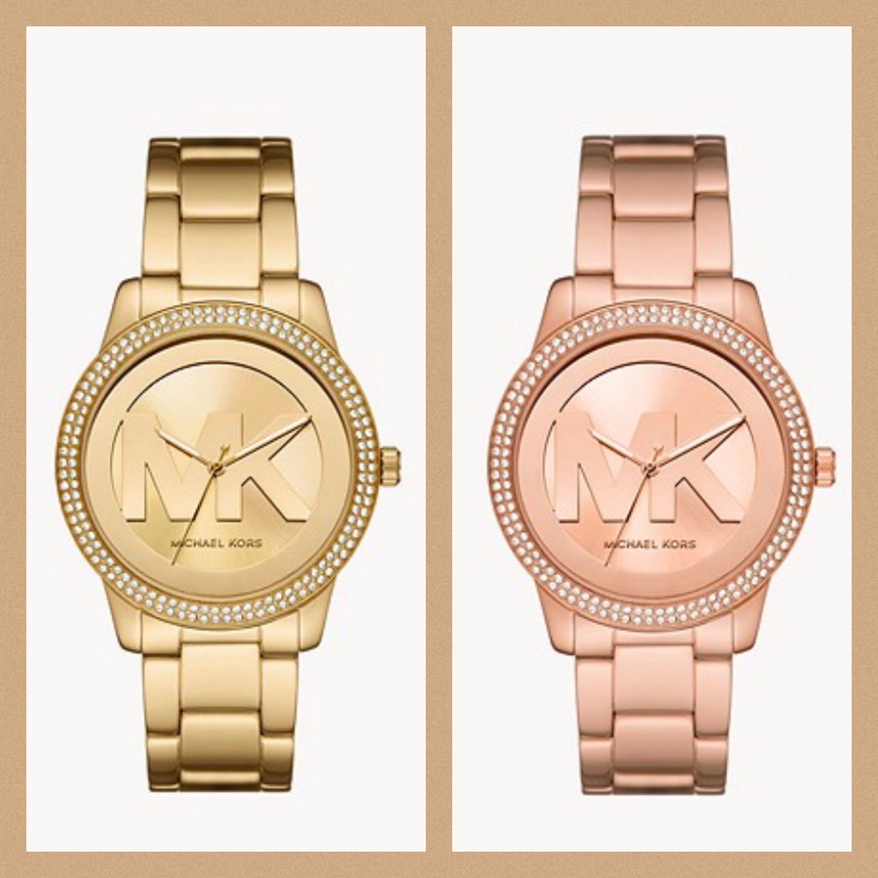 Michael Kors Tibby Three Hand Gold Dial Gold Steel Strap Watch For Women - MK6879