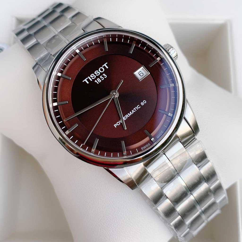 Tissot Luxury Powermatic 80 Brown Dial Silver Steel Strap Watch For Men - T086.407.11.291.00