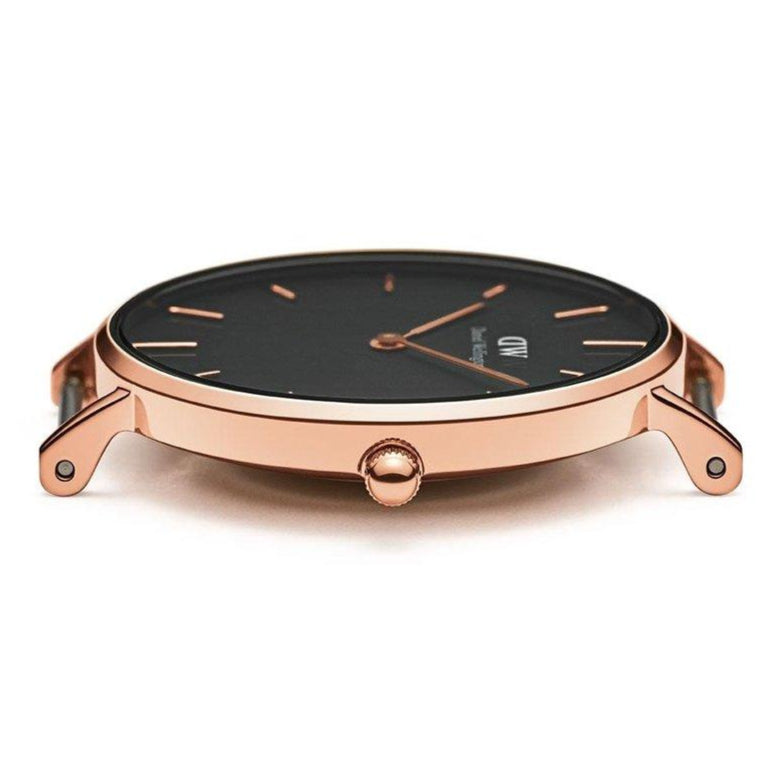 Daniel Wellington Petite Cornwall Black Dial Black Nylon Strap Watch for Women - DW00100247