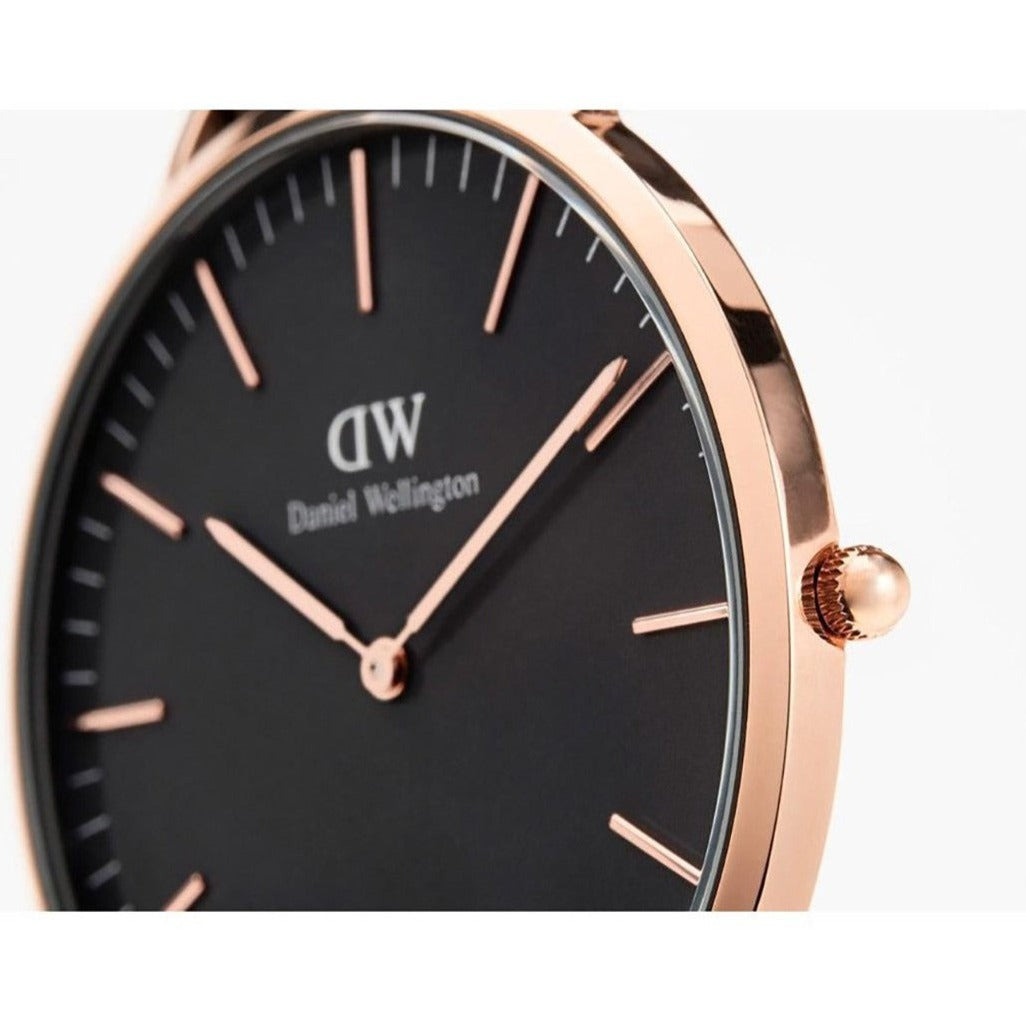 Daniel Wellington Classic Roselyn Black Dial Maroon Nylon Strap Watch For Women - DW00100273