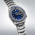Seiko 5 Sports Petrol Blue Checker Flag Special Edition Blue Dial Silver Steel Strap Watch For Men - SRPK65K1