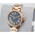 Michael Kors Kacie Three Hand Black Dial Rose Gold Steel Strap Watch for Women - MK6930