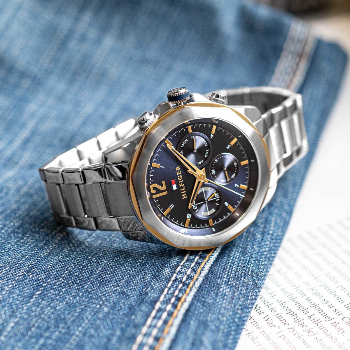 Tommy Hilfiger Lars Chronograph Blue Dial Silver Steel Strap Watch For Men - 1792059