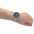 Michael Kors Lennox Chronograph Blue Dial Silver Steel Strap Watch For Men - MK8938