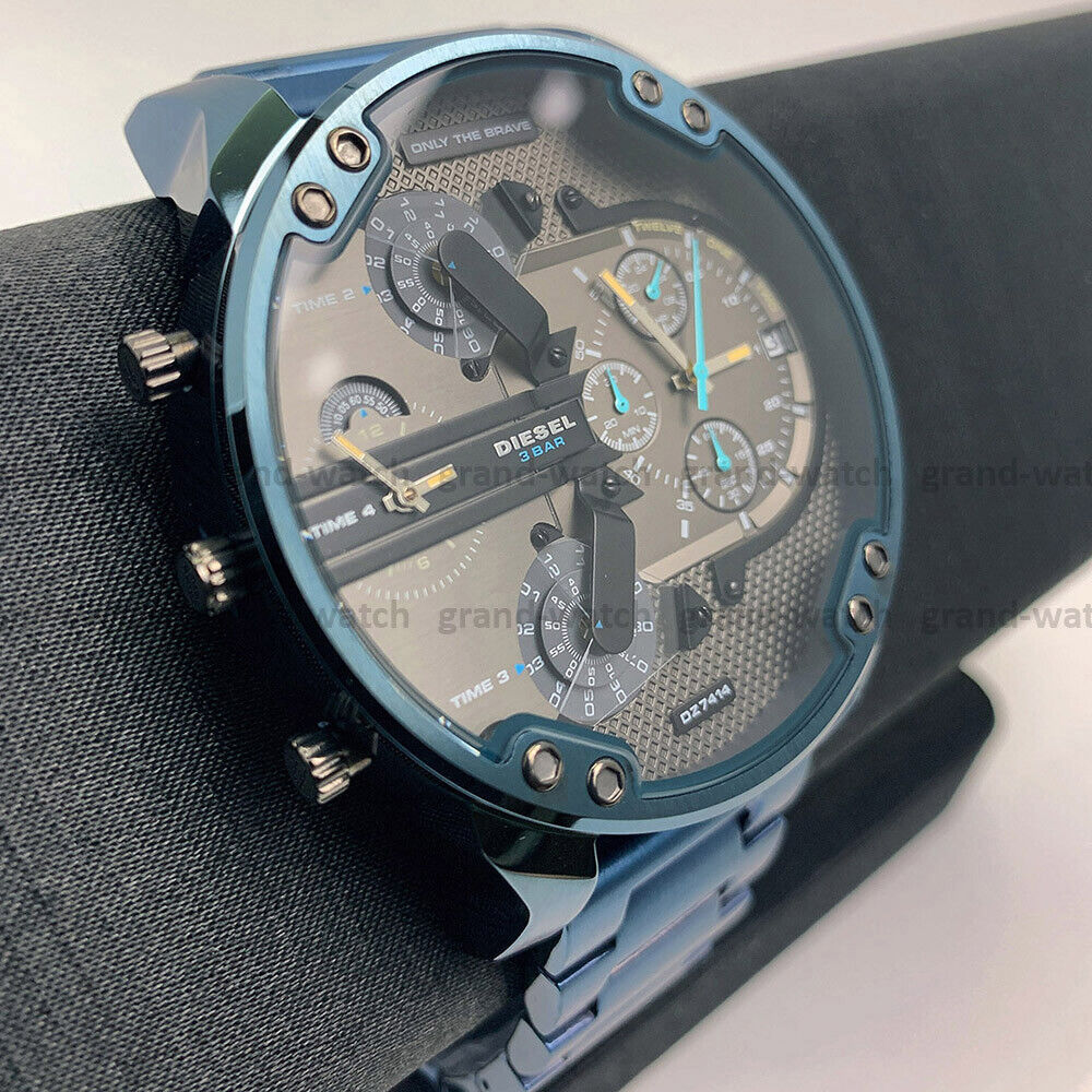 Diesel Daddy 2.0 Chronograph Grey Dial Blue Steel Strap Watch For Men - DZ7414