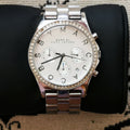 Marc Jacobs Henry Chronograph Silver Dial Silver Steel Strap Watch for Women - MBM3104
