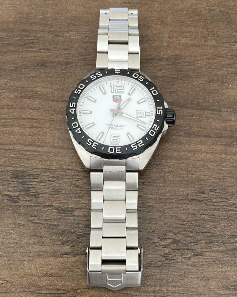 Tag Heuer Formula 1 White Dial Silver Steel Strap Watch for Men - WAZ1111.BA0875
