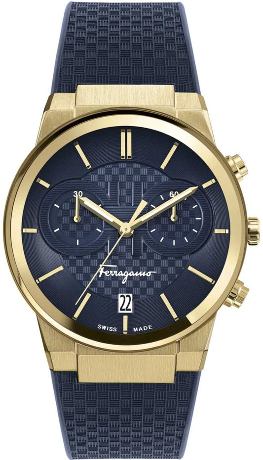 Salvatore Ferragamo Sapphire Chrono Blue Dial Blue Silicone Strap Watch for Men - SFME00221