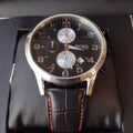 Hugo Boss Aeroliner Black Dial Black Leather Strap Watch for Men - 1512631