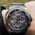 Hugo Boss Supernova Grey Dial Grey Steel Strap Watch for Men - 1513361