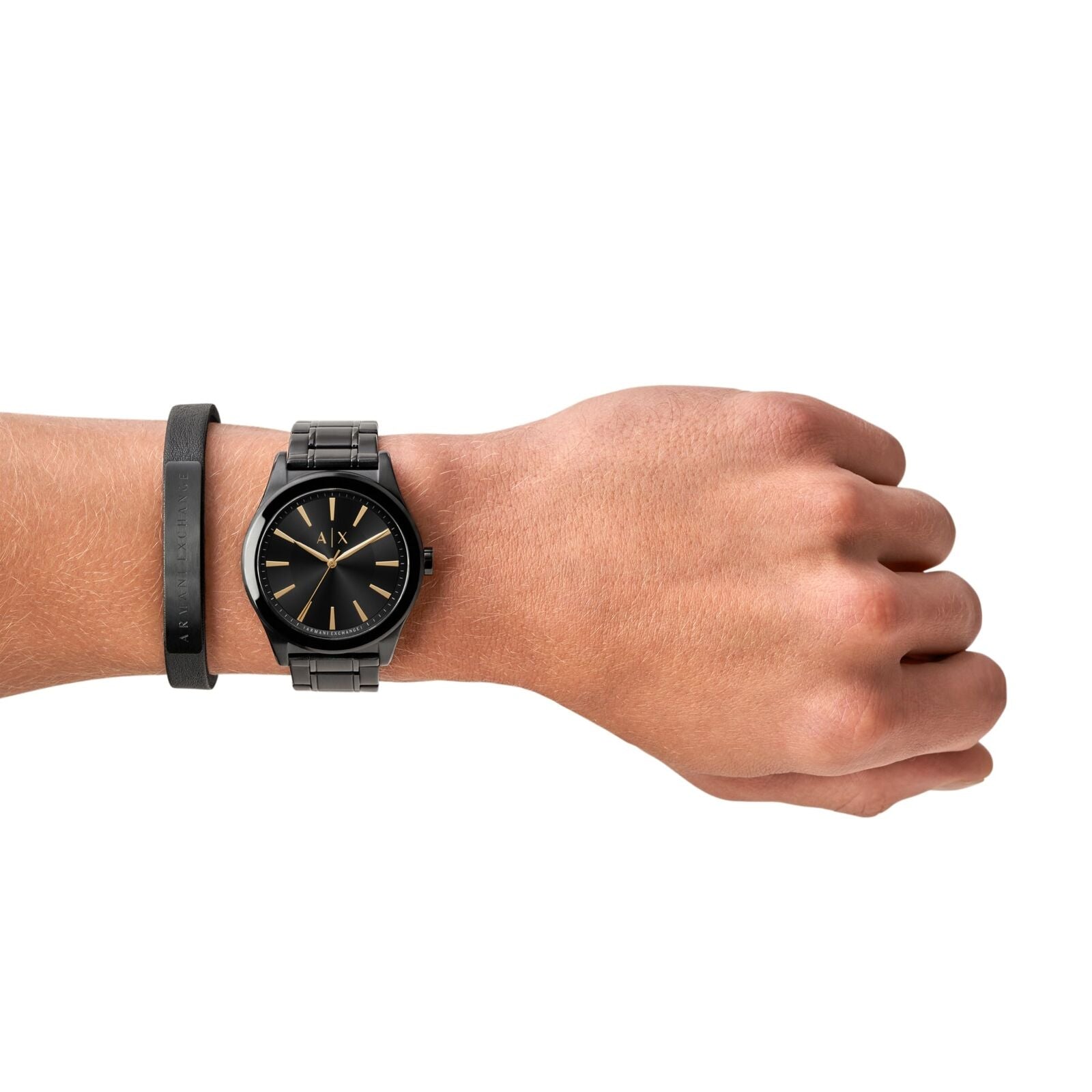 Armani Exchange Nico Analog Black Dial Black Steel Strap Watch For Men - AX7102