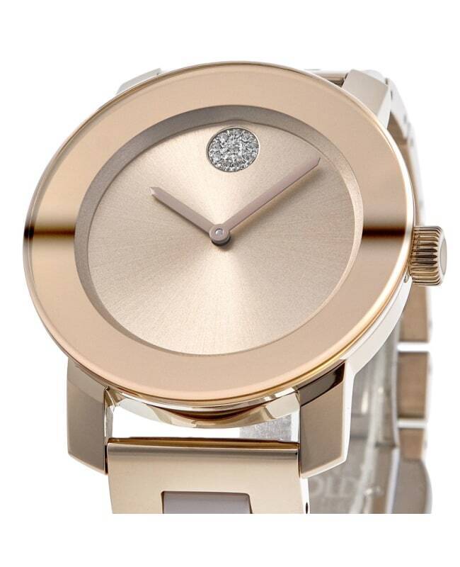 Movado Bold Rose Gold Dial Two Tone Steel Strap Watch for Women - 3600639