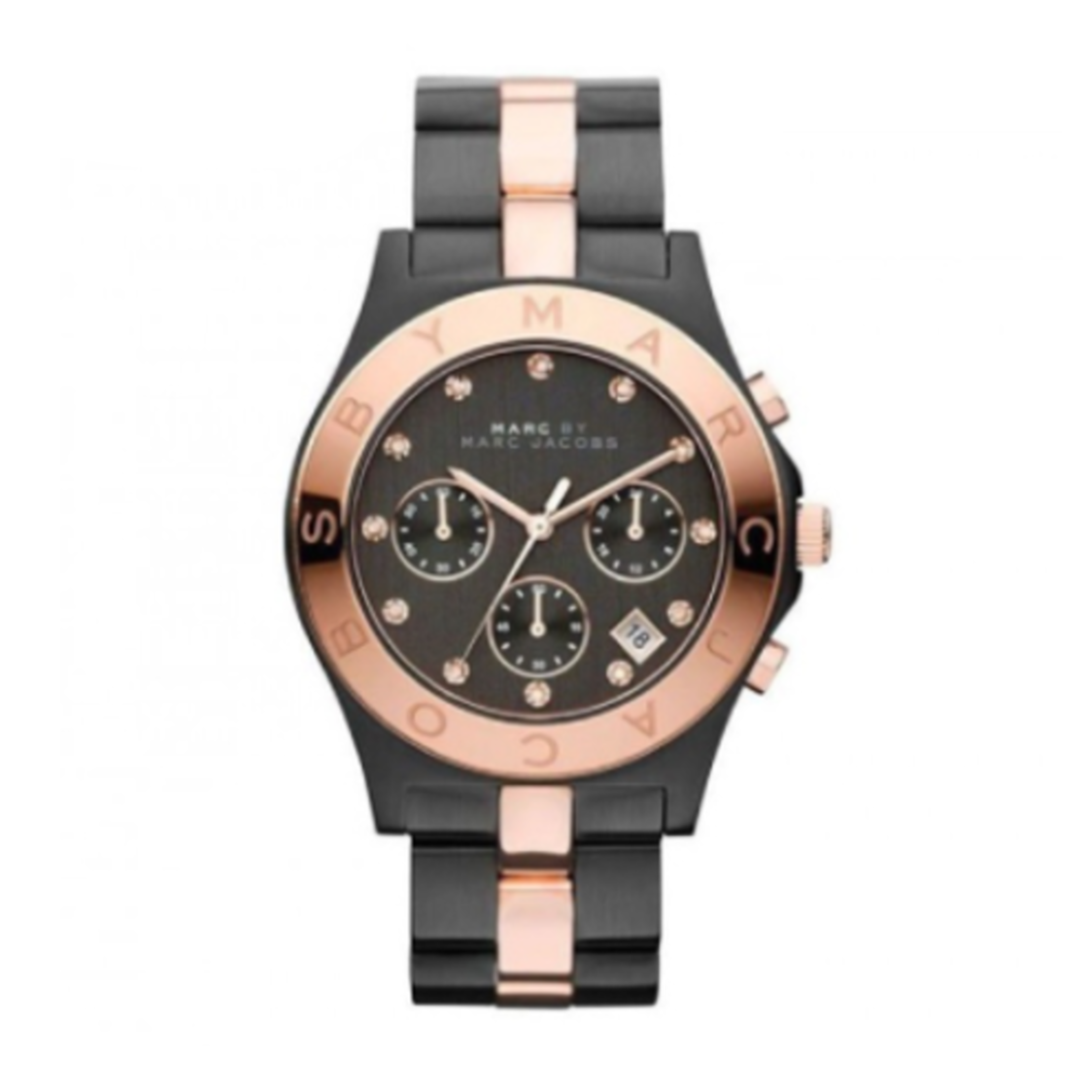 Marc Jacobs Blade Chronograph Grey Dial Two Tone Steel Strap Watch for Women - MBM3180