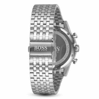 Hugo Boss Navigator Chronograph Blue Dial Silver Steel Strap Watch for Men - 1513498