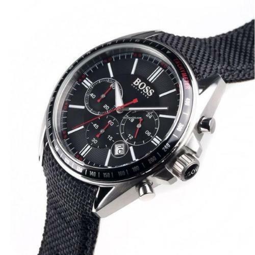 Hugo Boss Driver Black Dial Black Leather Strap Watch for Men -1513087