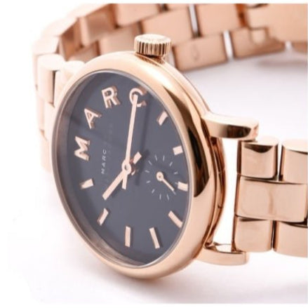 Marc Jacobs Baker Navy Blue Dial Rose Gold Steel Strap Watch for Women - MBM3332