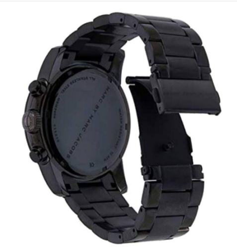 Marc Jacobs Larry Chronograph Black Dial Black Steel Strap Watch for Men - MBM8606