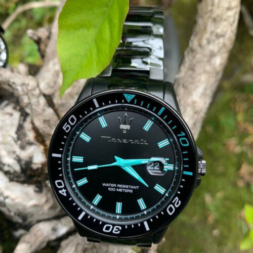 Maserati SFIDA Aqua Edition Analog Black Dial Black Steel Strap Watch For Men - R8853144001