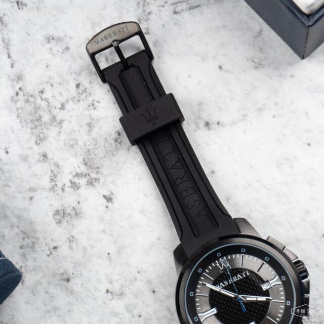 Maserati SFIDA Black Dial Black Rubber Strap Watch For Men - R8851123004
