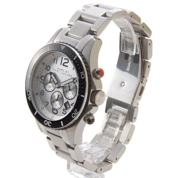 Marc Jacobs Rock Chronograph Silver Dial Silver Steel Strap Watch for Men - MBM5029