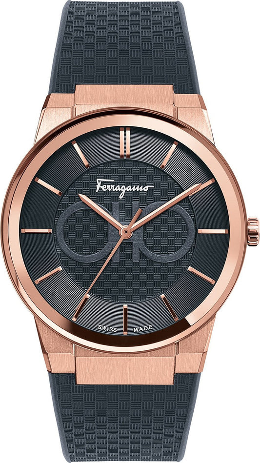 Salvatore Ferragamo Sapphire Black Dial Black Silicone Strap Watch for Men - SFHP00420