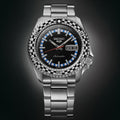 Seiko 5 Sports Checker Flag Special Edition Black Dial Silver Steel Strap Watch For Men - SRPK67K1