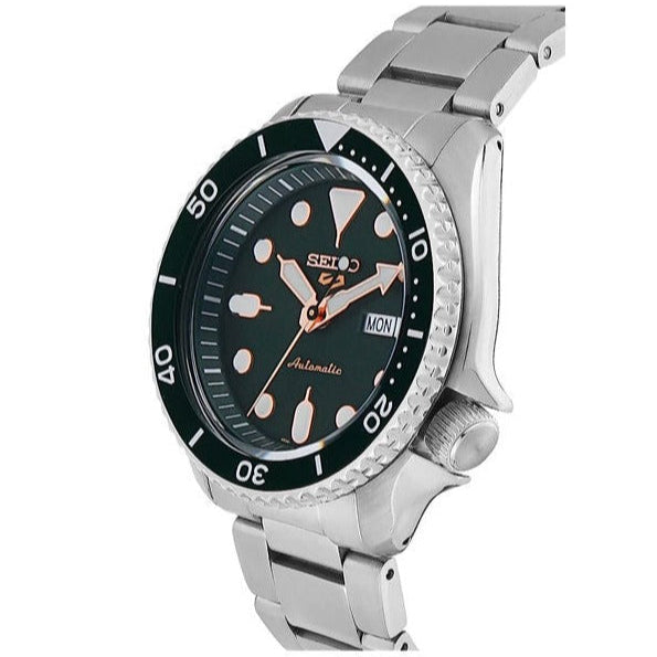 Seiko 5 Sports Automatic Analog Green Dial Silver Steel Strap Watch For Men - SRPD63K1