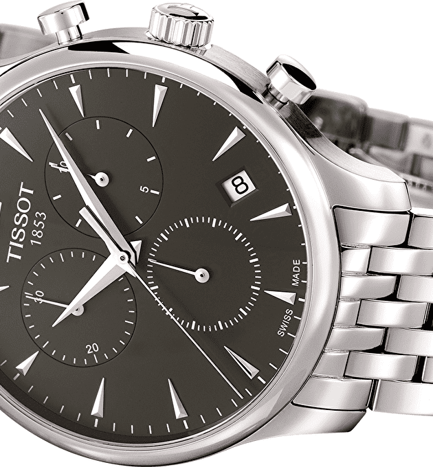 Tissot T Classic Tradition Chronograph Black Dial Silver Steel Strap Watch For Men - T063.617.11.067.00