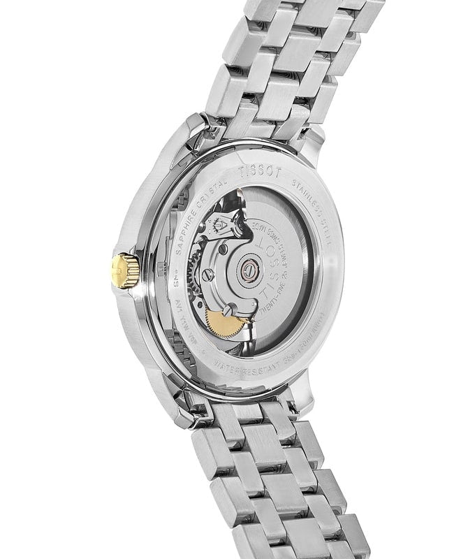 Tissot Automatics III Day Date Black Dial Two Tone Steel Strap Watch For Men - T065.430.22.051.00
