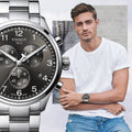 Tissot T Classic Chrono XL Black Dial Silver Steel Strap Watch For Men - T116.617.11.057.01