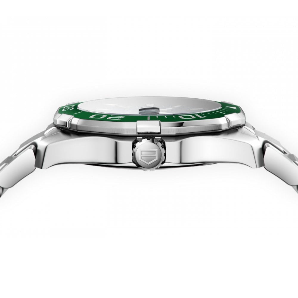 Tag Heuer Aquaracer Calibre 5 Green Dial Silver Steel Strap Watch for Men - WAY201S.BA0927