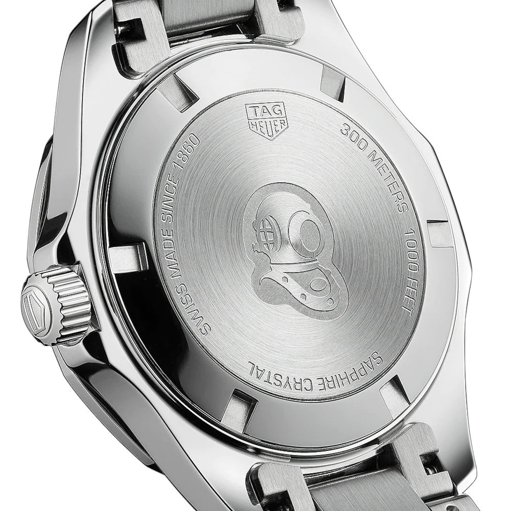 Tag Heuer Aquaracer Quartz Diamonds Black Dial Silver Steel Strap Watch for Women - WAY131P.BA0748