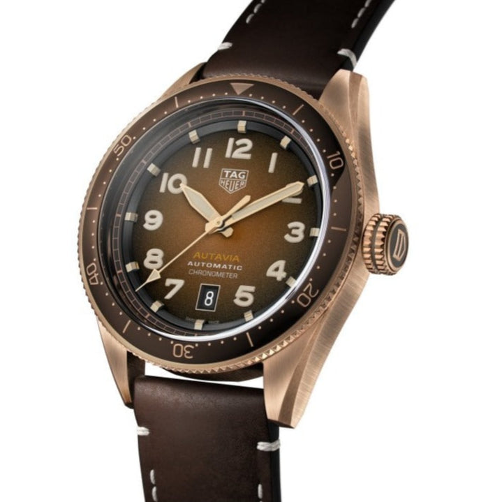 Tag Heuer Autavia Brown Dial Brown Leather Strap Watch for Men - WBE5191.FC8276