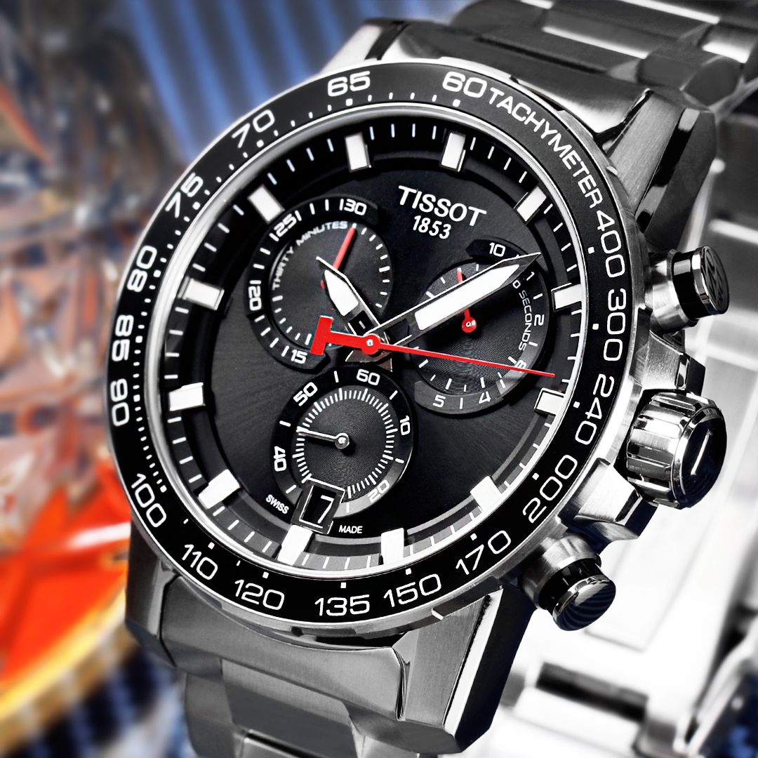 Tissot Supersport Chrono Black Dial Silver Steel Strap Watch For Men - T125.617.11.051.00