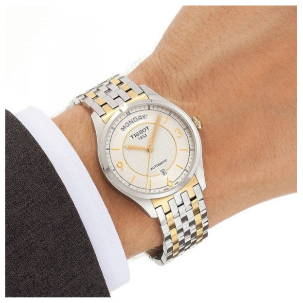 Tissot T Classic T One Automatic Silver Dial Two Tone Steel Strap Watch For Men - T038.430.22.037.00