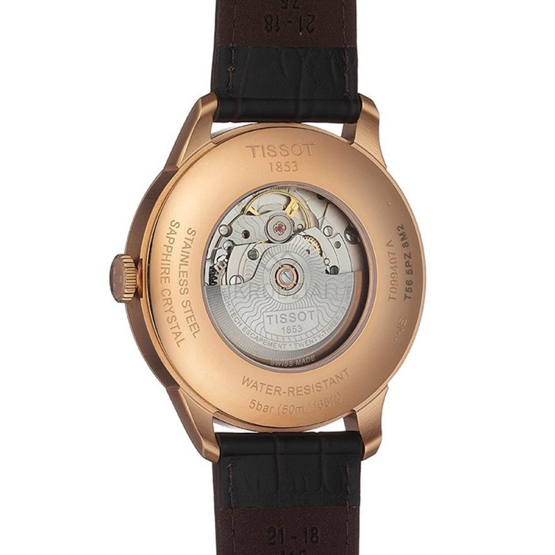 Tissot Chemin Des Tourelles Powermatic 80 Silver Dial Brown Leather Strap Watch For Men - T099.407.36.037.00